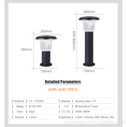 Waterproof Solar Garden Light - LED Bollard Post Light for Outdoor Path Highlight